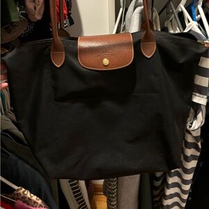 Large black and brown Longchamp tote